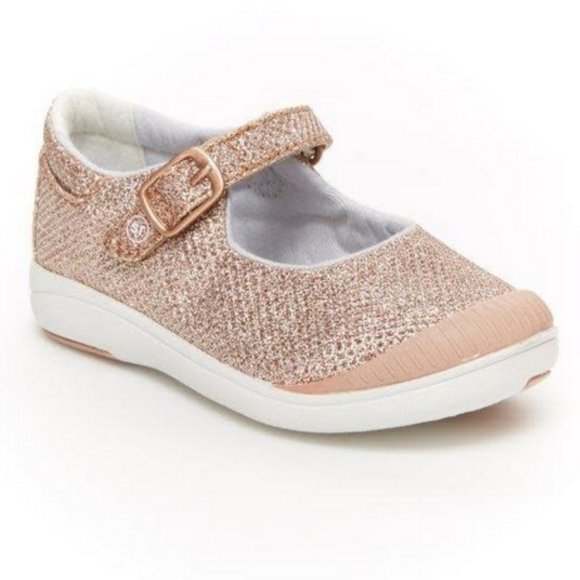 STRIDE RITE Girls Glitter Rose Gold Memory Foam Mary Jane Shoes